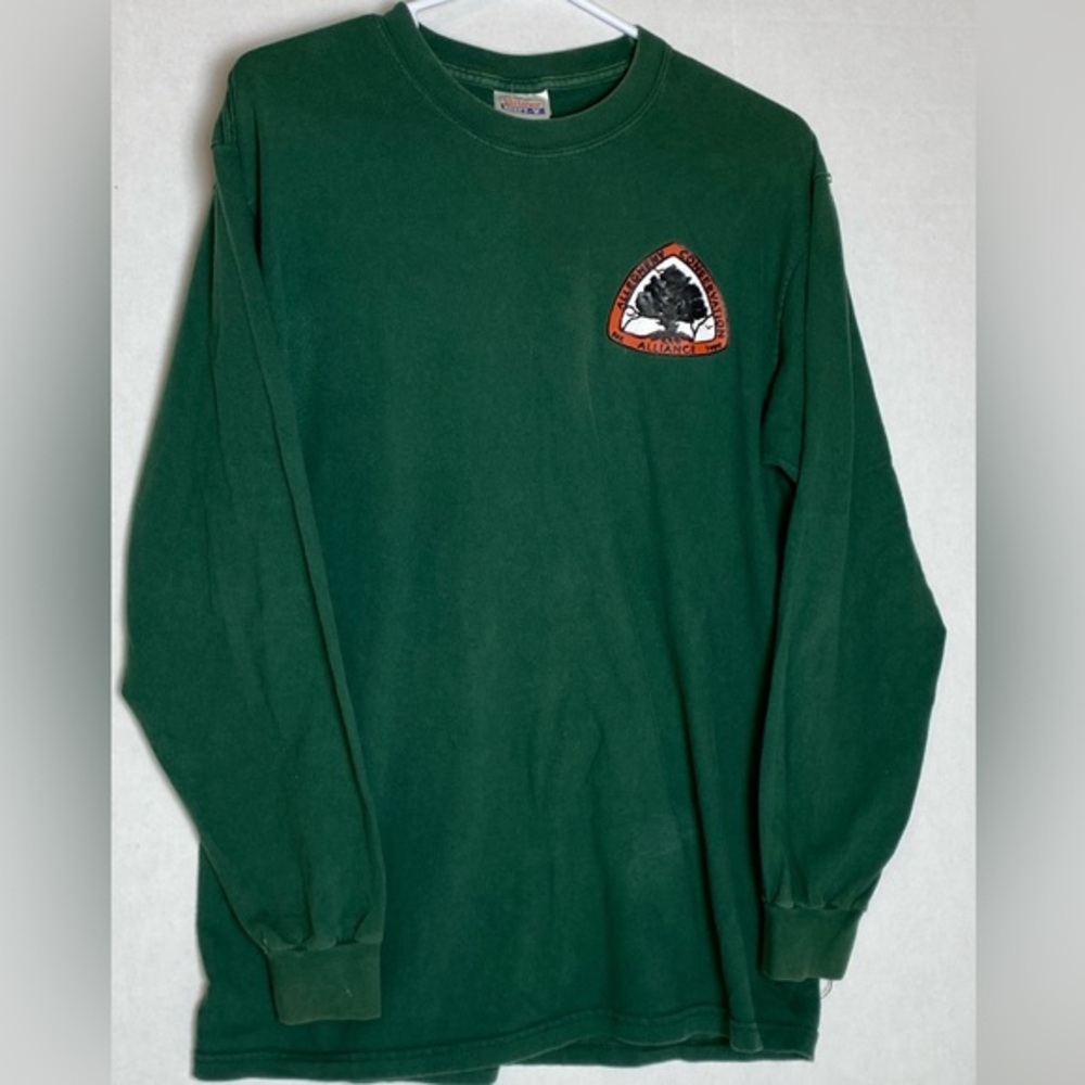 VTG Hanes Beefy Allegheny Conservation Alliance Long Sleeve Green Tee M